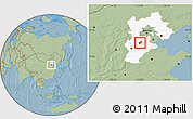 Savanna Style Location Map of Qing Yuan, highlighted parent region, hill shading