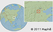 Savanna Style Location Map of Qing Yuan, hill shading