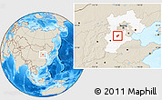 Shaded Relief Location Map of Qing Yuan, highlighted parent region