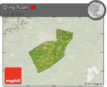 Satellite Map of Qing Yuan, lighten