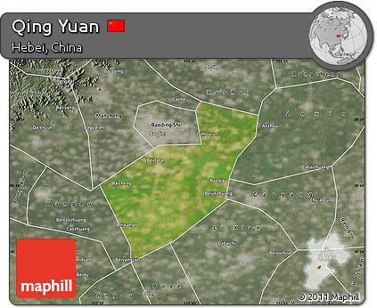 Satellite Map of Qing Yuan, semi-desaturated
