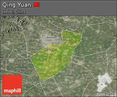 Satellite Map of Qing Yuan, semi-desaturated