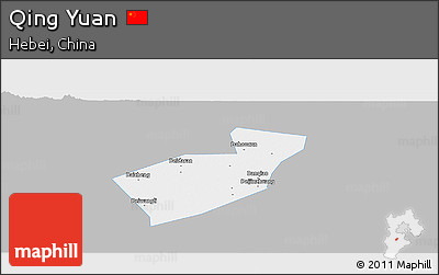 Gray Panoramic Map of Qing Yuan, single color outside