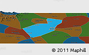 Political Panoramic Map of Qing Yuan, darken