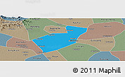Political Panoramic Map of Qing Yuan, semi-desaturated