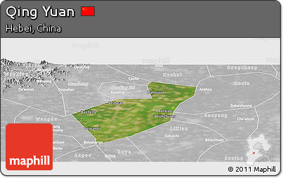 Satellite Panoramic Map of Qing Yuan, lighten, desaturated