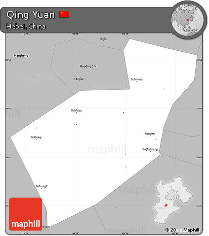 Gray Simple Map of Qing Yuan