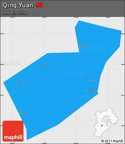 Political Simple Map of Qing Yuan, single color outside