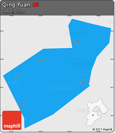 Political Simple Map of Qing Yuan, single color outside