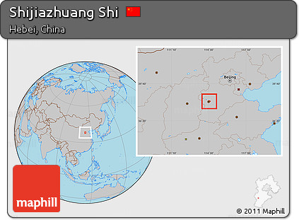 Gray Location Map of Shijiazhuang Shi