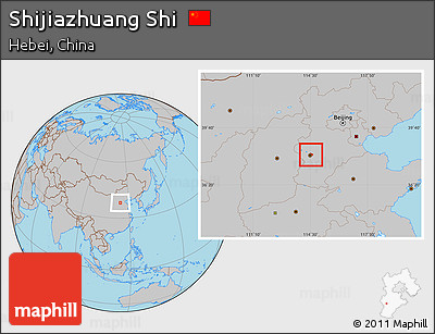 Gray Location Map of Shijiazhuang Shi