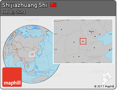 Gray Location Map of Shijiazhuang Shi
