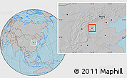 Gray Location Map of Shijiazhuang Shi, hill shading