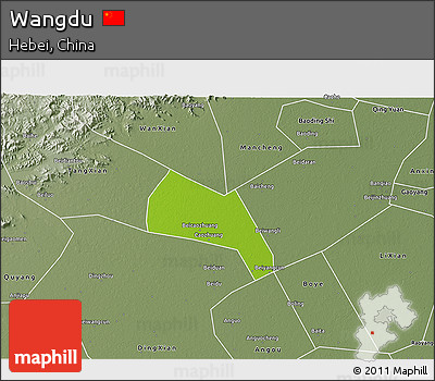Physical 3D Map of Wangdu, semi-desaturated