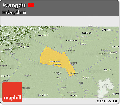 Savanna Style 3D Map of Wangdu