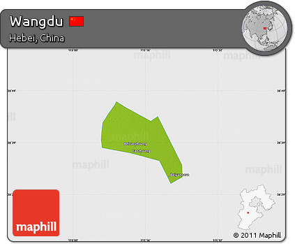 Physical Map of Wangdu, single color outside