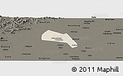 Shaded Relief Panoramic Map of Wangdu, darken