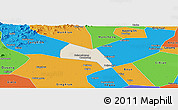 Shaded Relief Panoramic Map of Wangdu, political outside