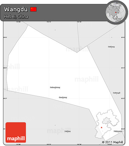 Silver Style Simple Map of Wangdu