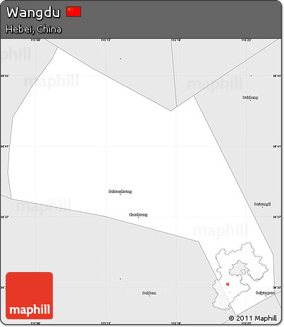 Silver Style Simple Map of Wangdu