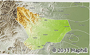Physical 3D Map of Wu An, semi-desaturated