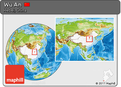 Physical Location Map of Wu An, highlighted country, within the entire country