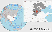 Gray Location Map of Wuqiang, highlighted country, highlighted parent region