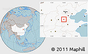 Gray Location Map of Wuqiang, highlighted country, hill shading
