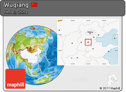 Physical Location Map of Wuqiang, highlighted country