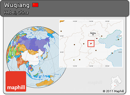 Political Location Map of Wuqiang, highlighted country