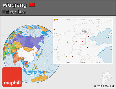 Political Location Map of Wuqiang, highlighted country
