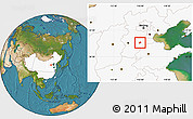Satellite Location Map of Wuqiang, highlighted country