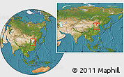 Satellite Location Map of Wuqiang, highlighted parent region, within the entire country