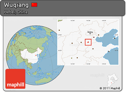 Savanna Style Location Map of Wuqiang, highlighted country