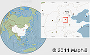 Savanna Style Location Map of Wuqiang, highlighted country, hill shading