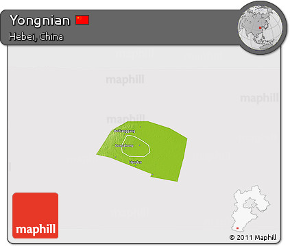 Physical 3D Map of Yongnian, cropped outside