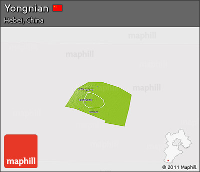 Physical 3D Map of Yongnian, cropped outside