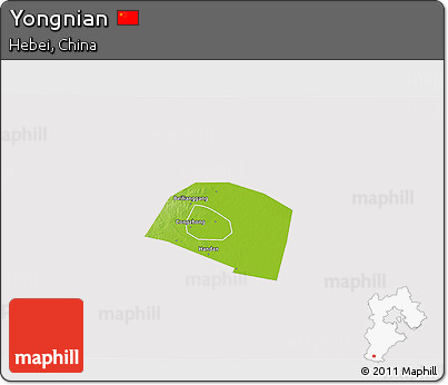 Physical 3D Map of Yongnian, cropped outside
