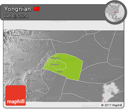 Physical 3D Map of Yongnian, desaturated