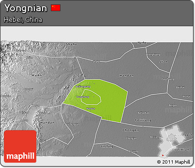 Physical 3D Map of Yongnian, desaturated