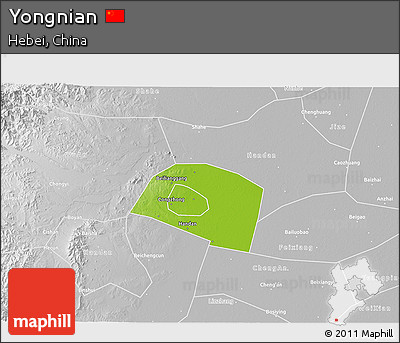 Physical 3D Map of Yongnian, lighten, desaturated