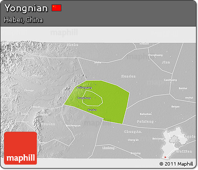 Physical 3D Map of Yongnian, lighten, desaturated