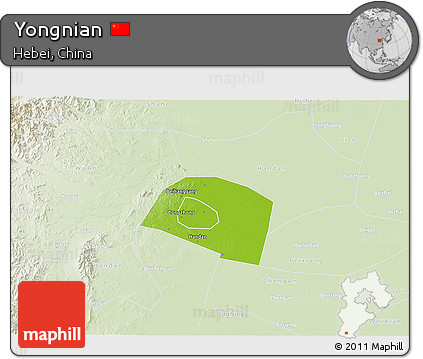Physical 3D Map of Yongnian, lighten