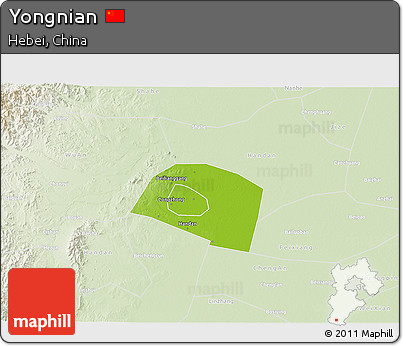 Physical 3D Map of Yongnian, lighten