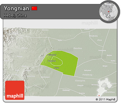 Physical 3D Map of Yongnian, lighten, semi-desaturated