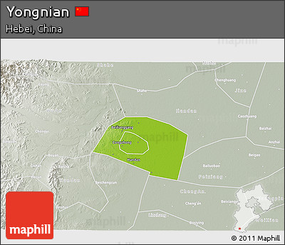 Physical 3D Map of Yongnian, lighten, semi-desaturated