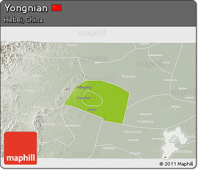 Physical 3D Map of Yongnian, lighten, semi-desaturated