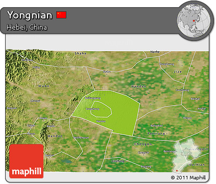 Physical 3D Map of Yongnian, satellite outside