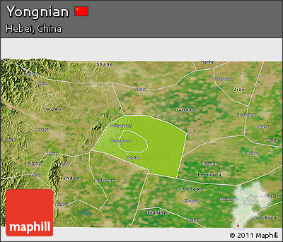 Physical 3D Map of Yongnian, satellite outside