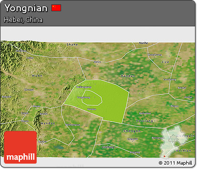 Physical 3D Map of Yongnian, satellite outside